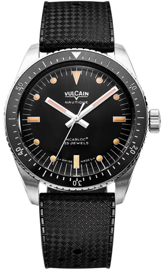 Vulcain Watch Skindiver Black Rubber 660170A07.BAC243