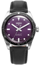 Vulcain Watch Skindiver Nautique Purple Black Leather Limited Edition 660170A17.BAC201
