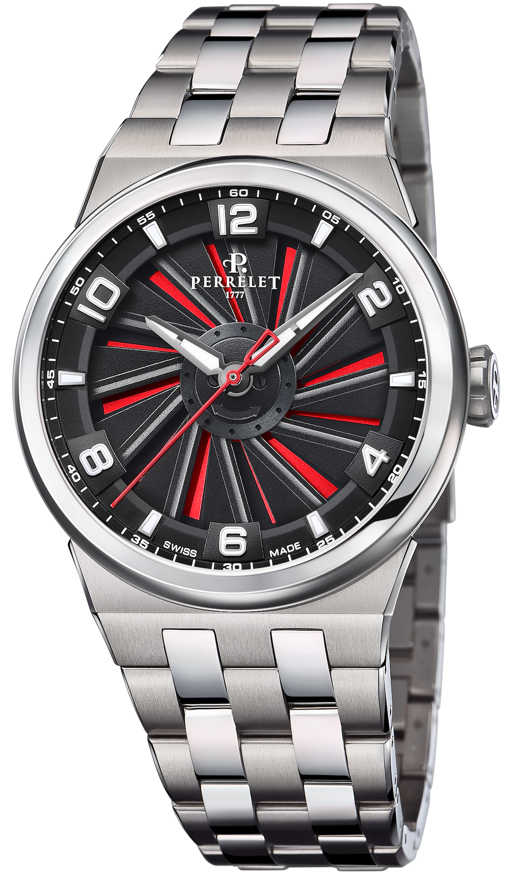 Perrelet Watch Turbine Titanium 41 Red Bracelet A4066/1
