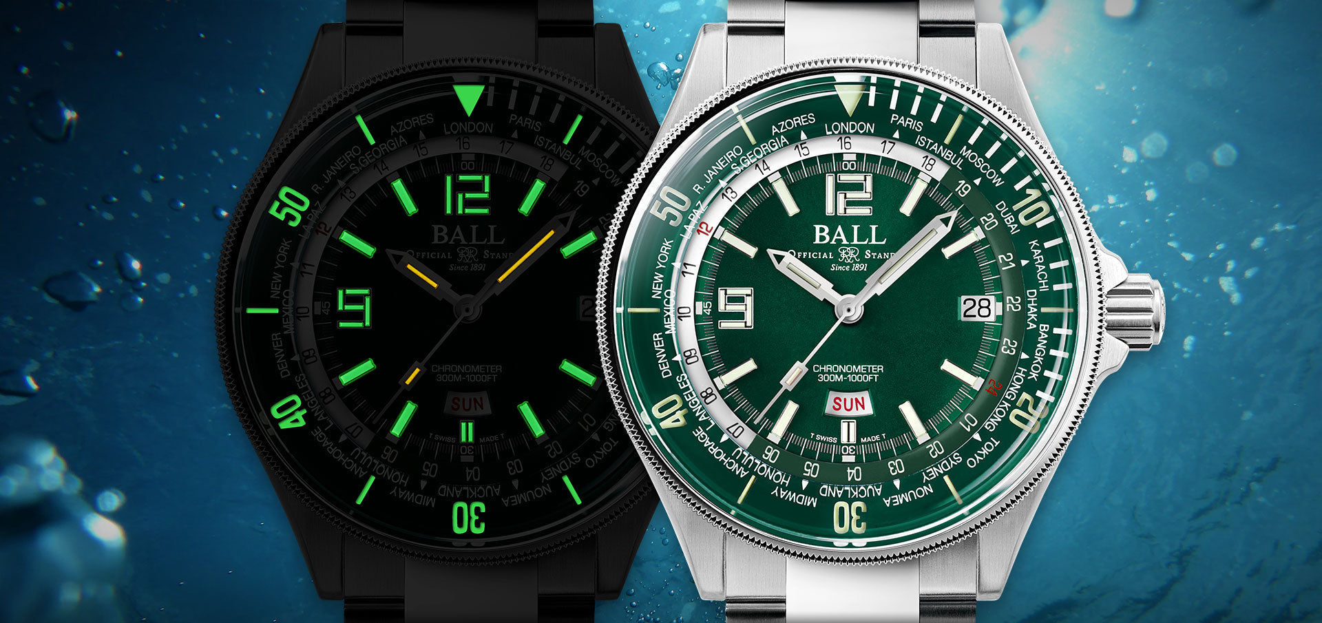 Ball Watch Company Engineer Master II Diver Worldtime Limited Edition Watch DG2232A-PC-GR Image 6