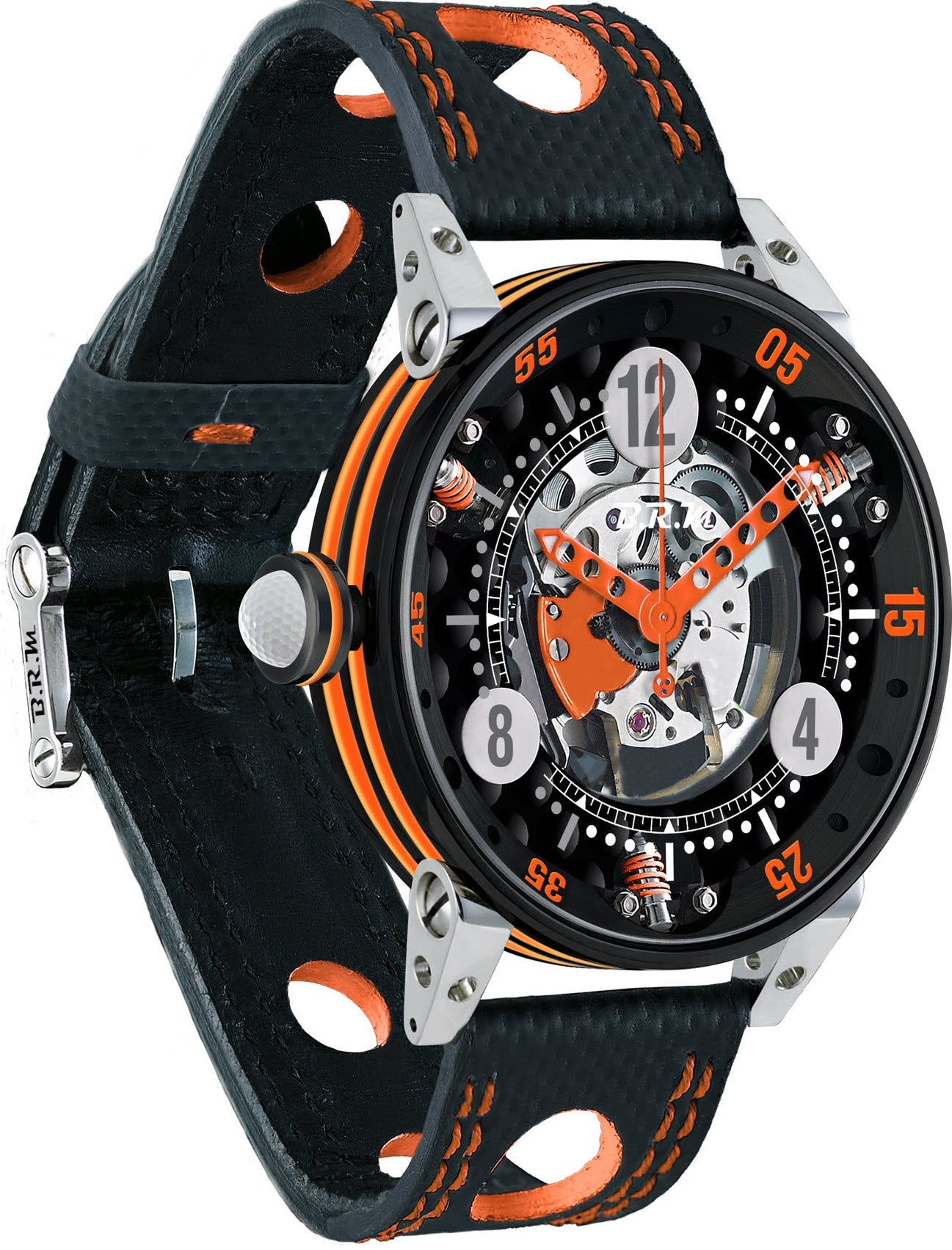 B.R.M Watch Golf Master Mens Orange Hands GF6-44-SA-N-SQ-AO