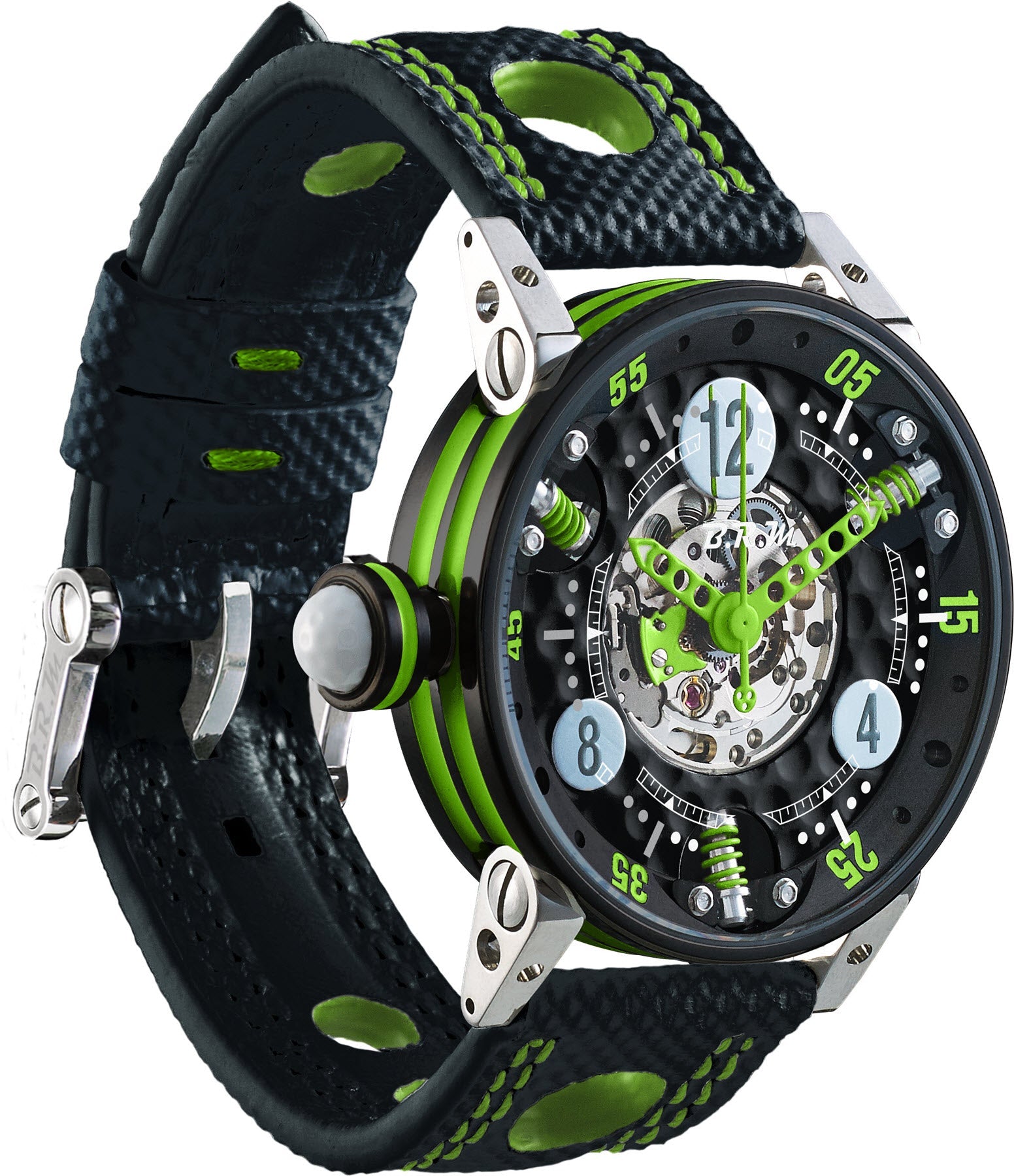 B.R.M Watch Golf Master Ladies Lime Green Hands GF7-38-SA-N-SQ-AVP