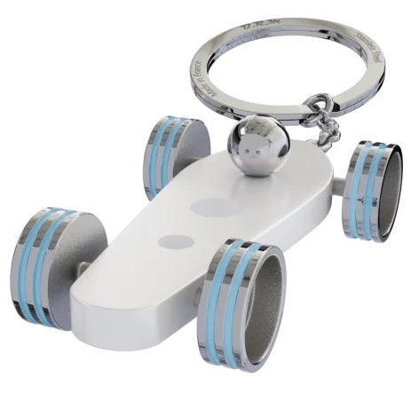 B.R.M. Key Chain Bolides by B.R.M White w Light Blue Wheel Support Ring