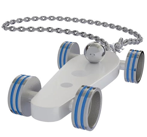 B.R.M. Key Chain Bolides by B.R.M White w French Blue Wheel Support Chain