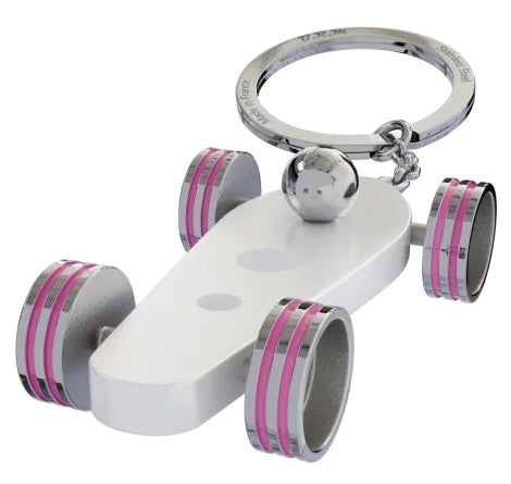 B.R.M. Key Chain Bolides by B.R.M White w Fuchsia Wheel Support Ring