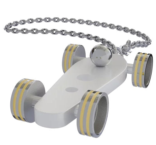B.R.M. Key Chain Bolides by B.R.M White w Yellow Wheel Support Chain