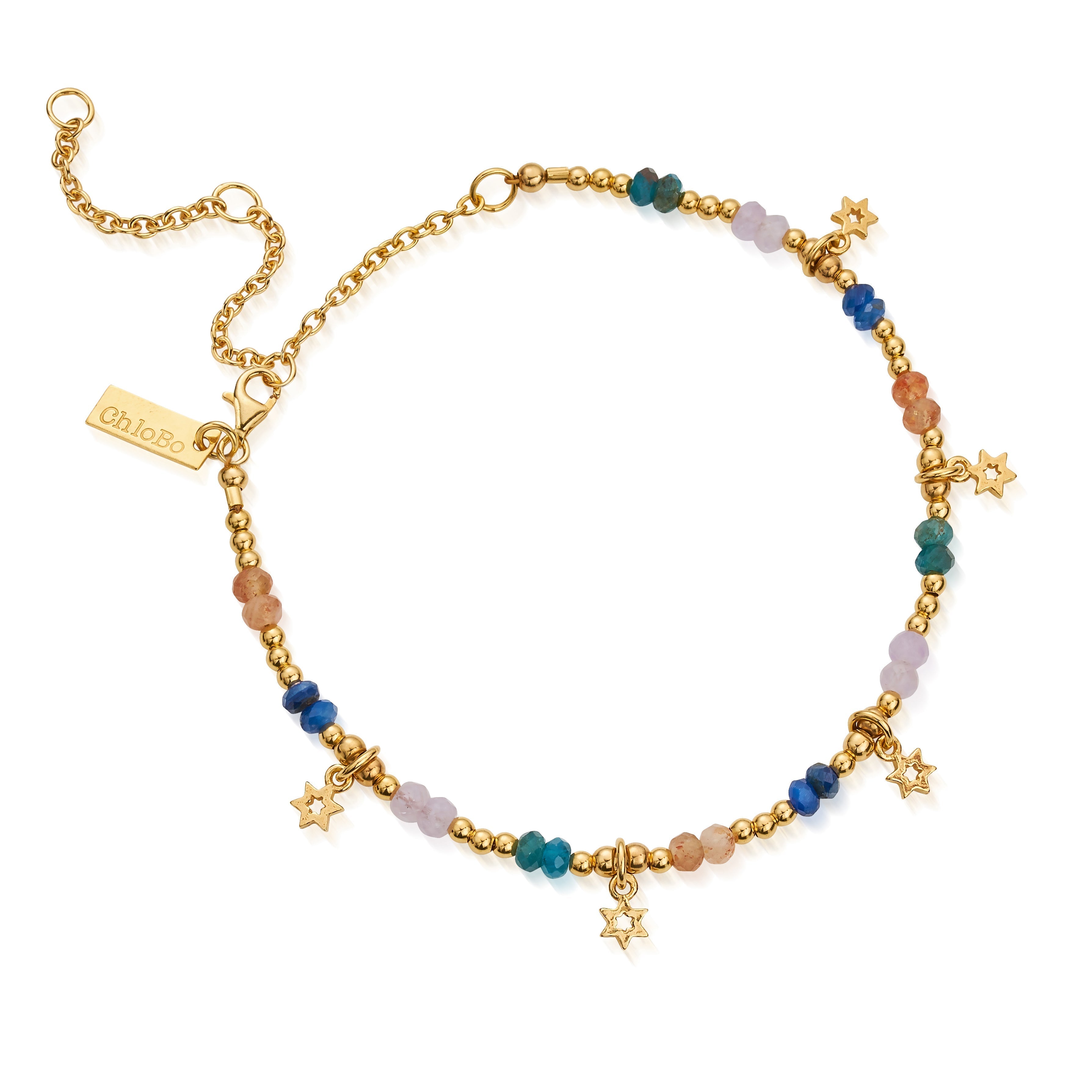 ChloBo Gold Plated Sterling Silver Nightfall Wishes Anklet CBO-500 Image 1