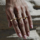 Chlobo Gold Plated Stone Of Empowerment Black Rutilated Quartz Ring CBO-691/L Image 2