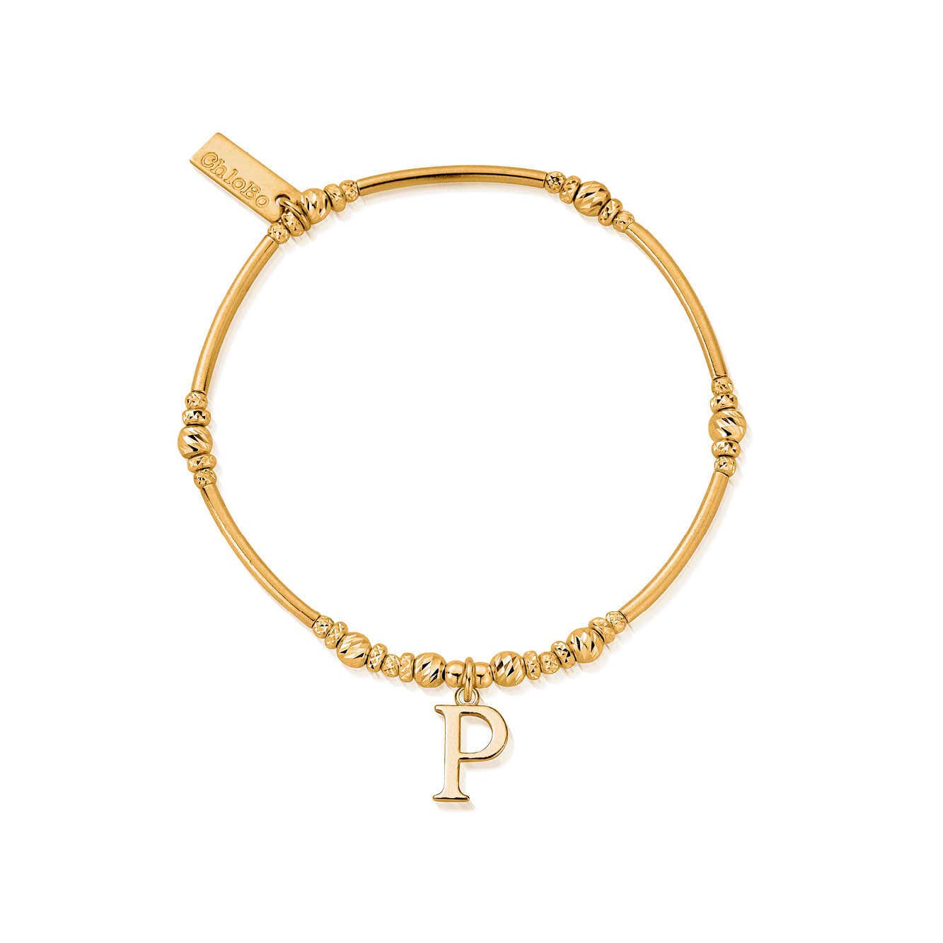 ChloBo Sterling Silver Gold Plated Initial Bracelet P CBO-345 Image 1