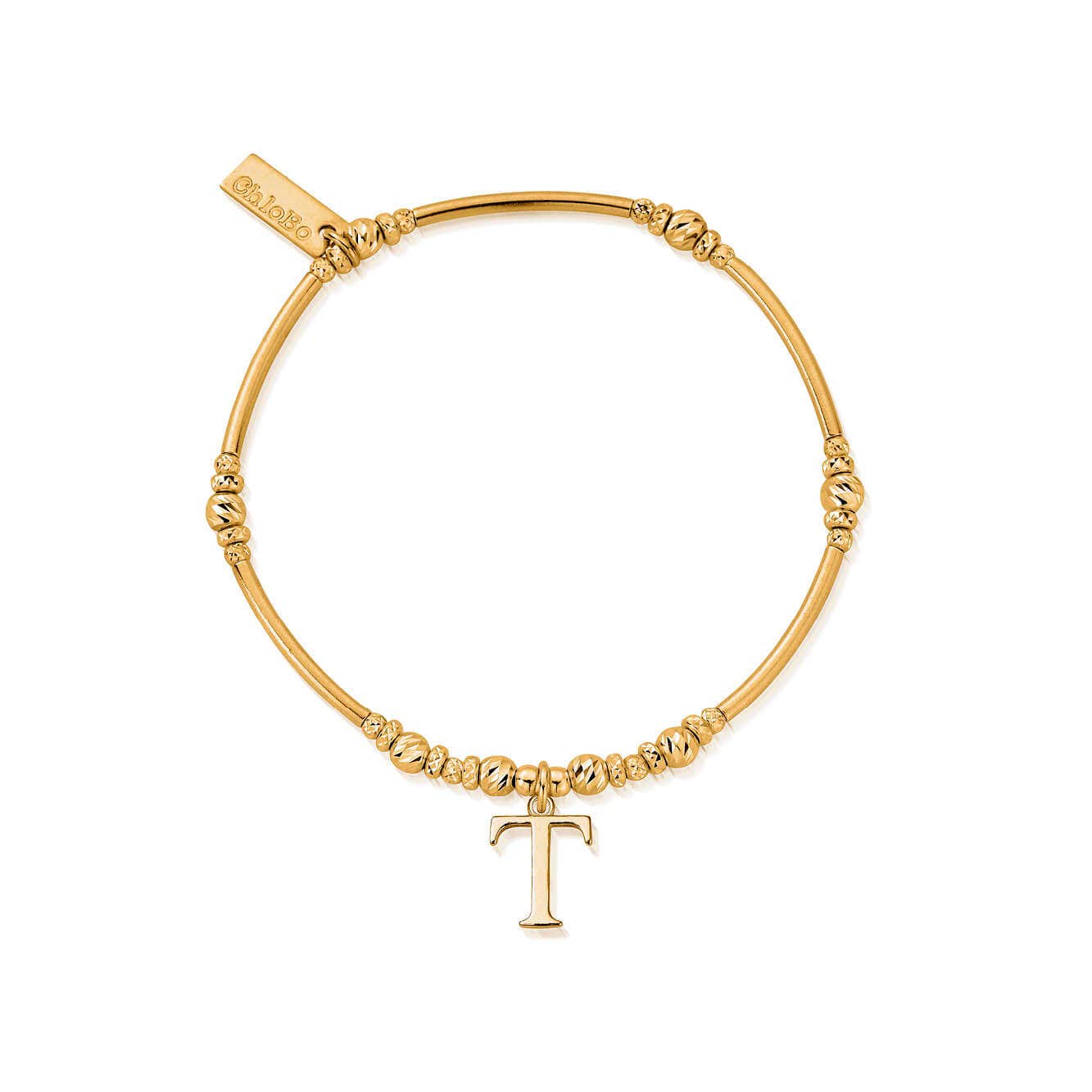 ChloBo Sterling Silver Gold Plated Initial Bracelet T CBO-349 Image 1