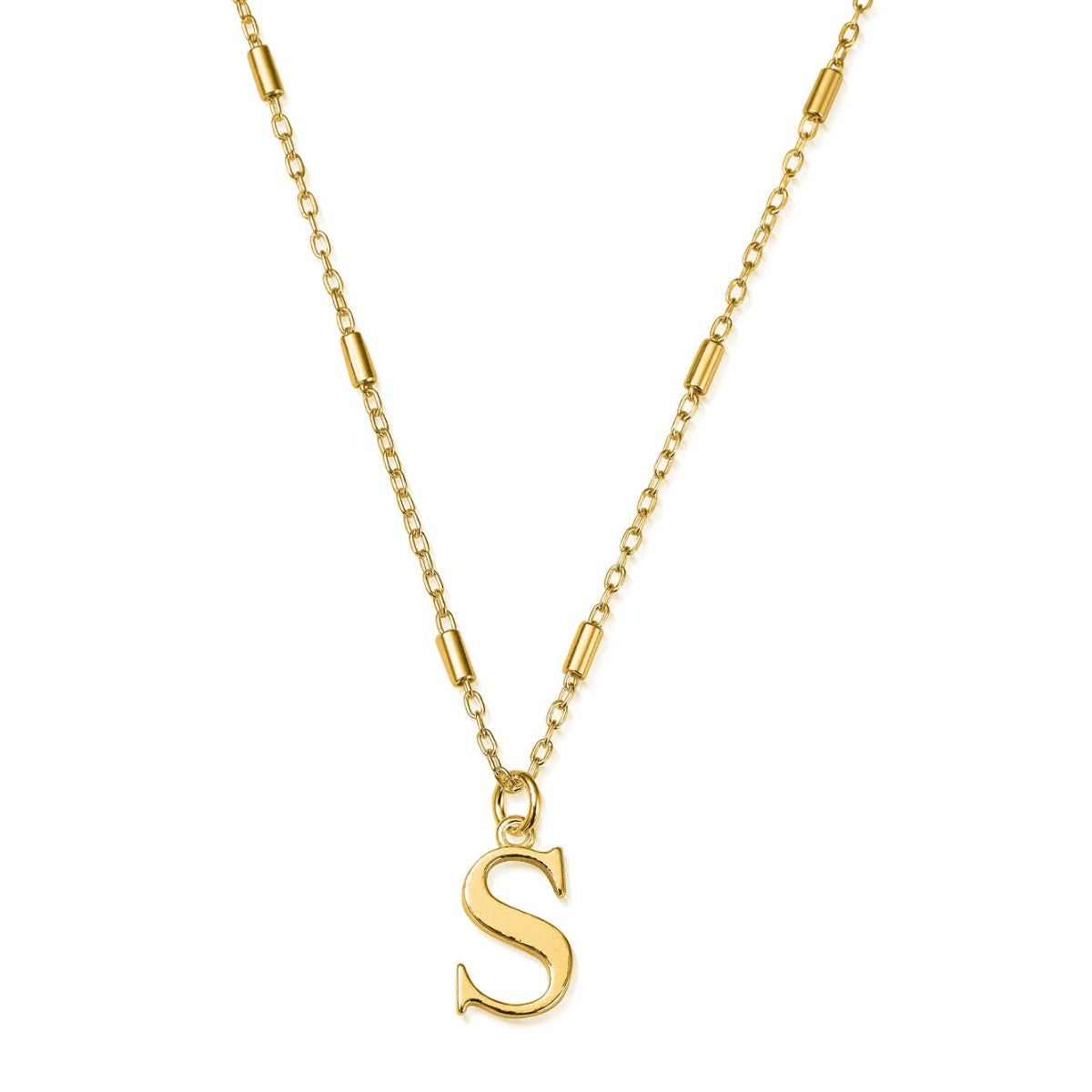 ChloBo Sterling Silver Gold Plated Initial Necklace S CBO-296 Image 1