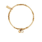 ChloBo Sterling Silver Gold Plated Mini Noodle Cube Double Hearts Bracelet CBO-014 Image 1
