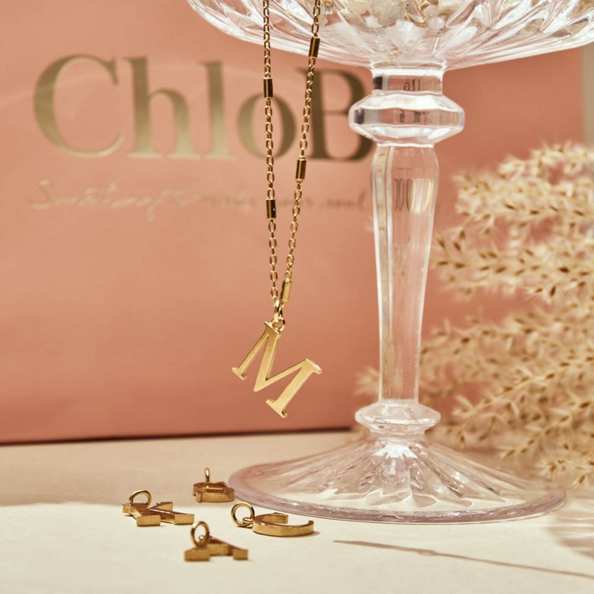 ChloBo Sterling Silver Initial Necklace M CBO-264 Image 3