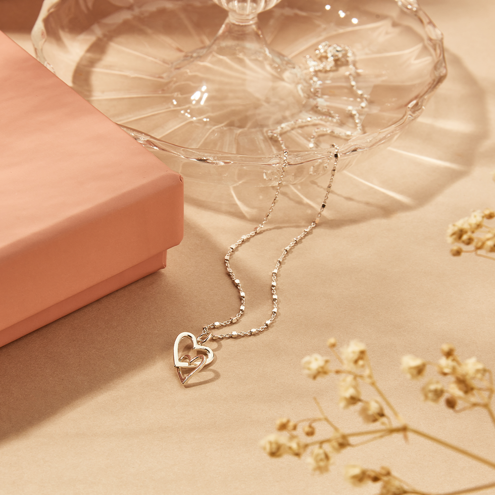 ChloBo Sterling Silver Mini Cube Interlocking Love Heart Bracelet CBO-005 Image 5