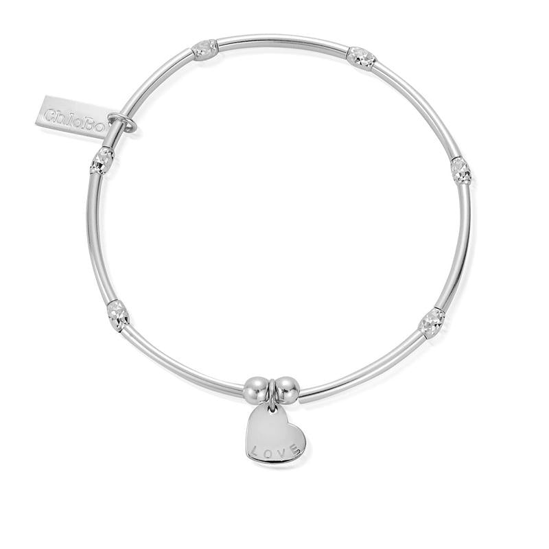 ChloBo Sterling Silver Mini Noodle Sparkle Rice Love Disc Bracelet CBO-007 Image 1