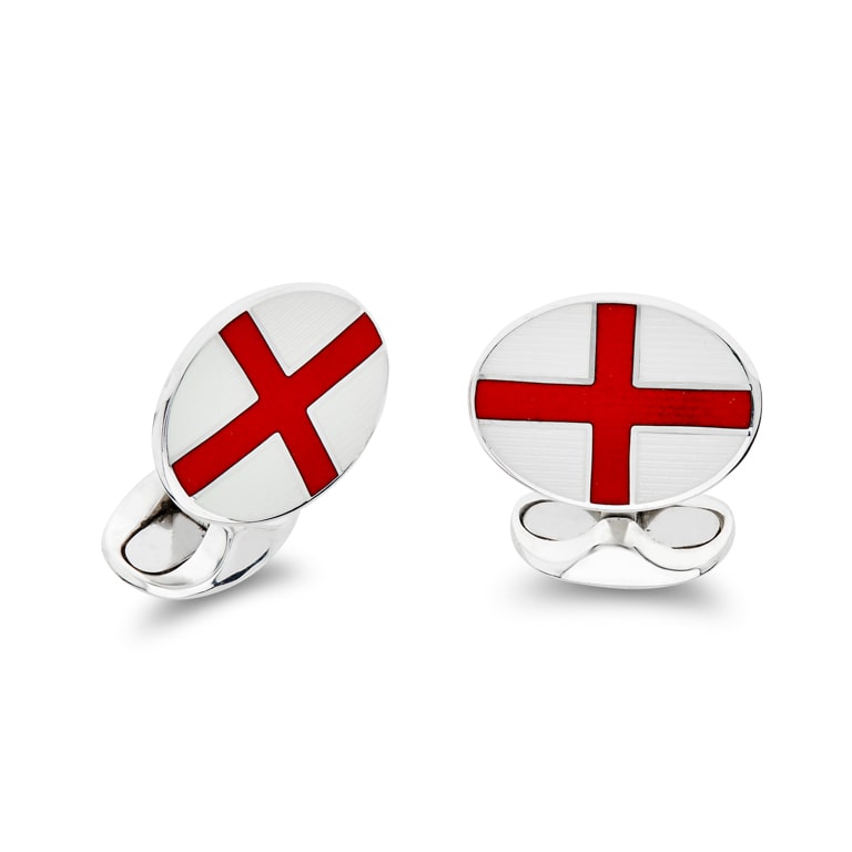 Deakin & Francis Cufflinks Sterling Silver Enamel English Flag, C0330S0001.