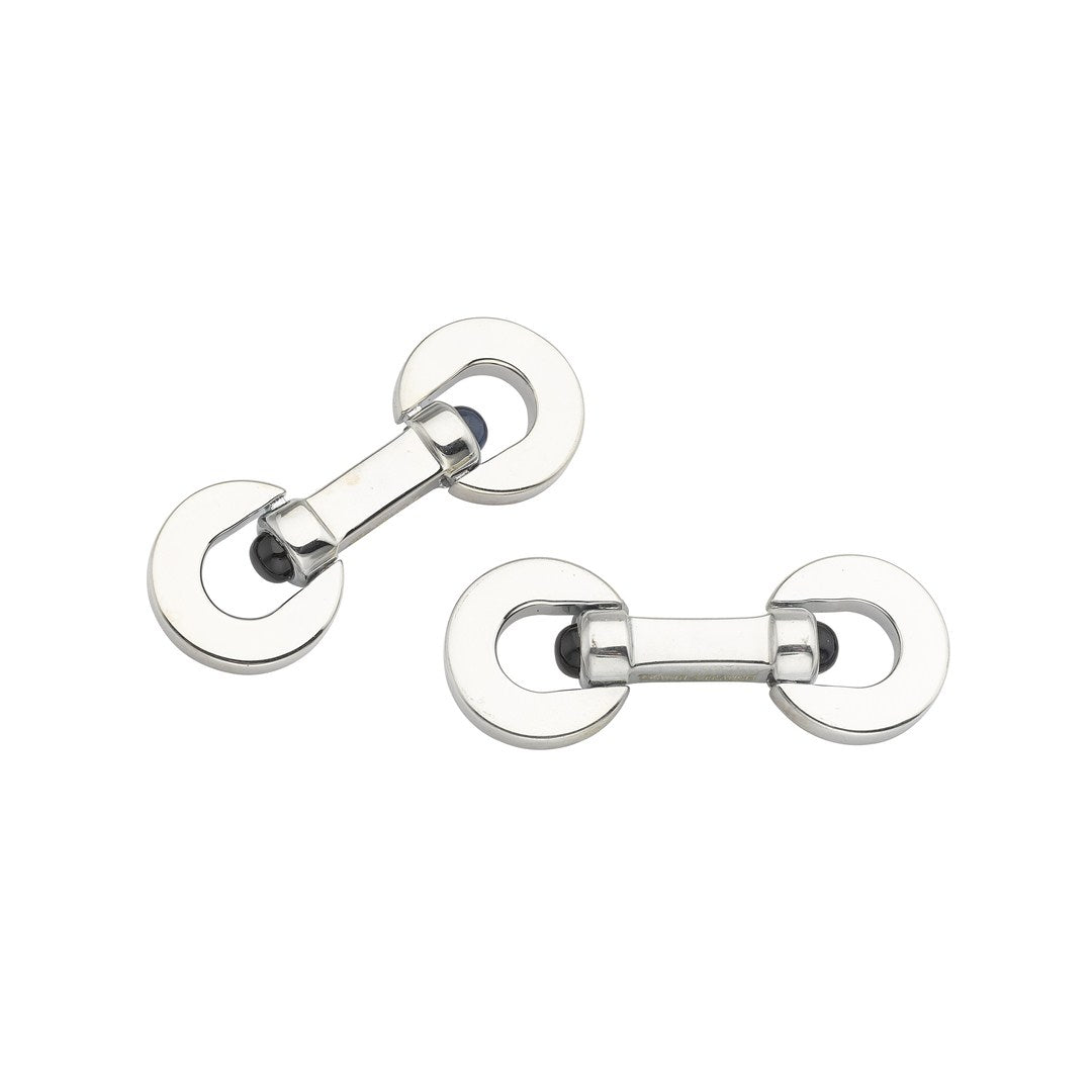 Deakin & Francis Cufflinks Sterling Silver Onyx Paddle, C1191J0008.