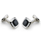 Deakin & Francis Cufflinks Sterling Silver Cushion Onyx Inlay C0147X0004