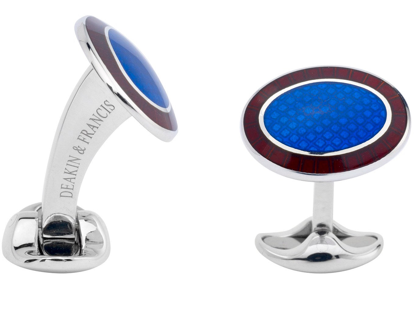 Deakin & Francis Cufflinks Sterling Silver Maroon Red Royal Blue Enamel L0765S0802
