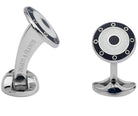 Deakin & Francis Cufflinks Sterling Silver Round Black Clear Enamel L0790S221622