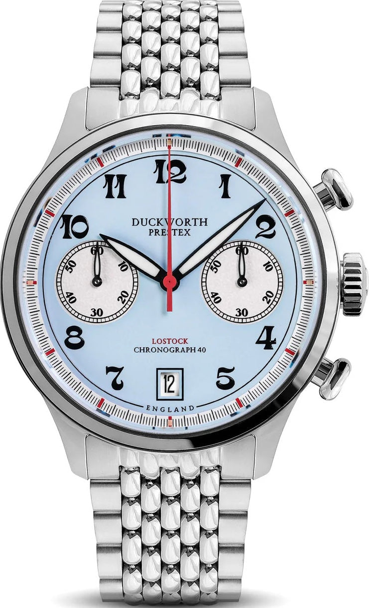 Duckworth Prestex Watch Lostock Blue 40mm Quartz Chronograph Blue Bracelet D547-03 ST