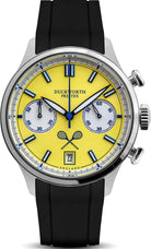Duckworth Prestex Watch Lostock Yellow 40mm Quartz Chronograph Black Rubber D547-09 AR