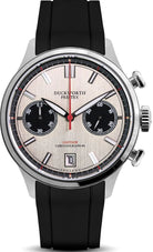Duckworth Prestex Watch Lostock Silver 40mm Quartz Chronograph Black Rubber D547-11 AR