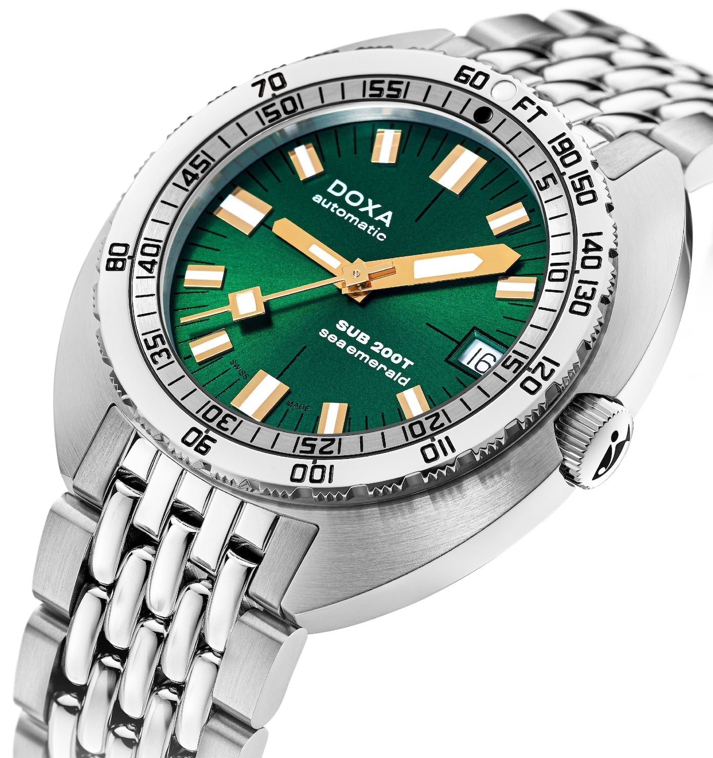 Doxa SUB 200T Sea Emerald Sunray Bracelet Watch 804.10.131S.10 Image 2