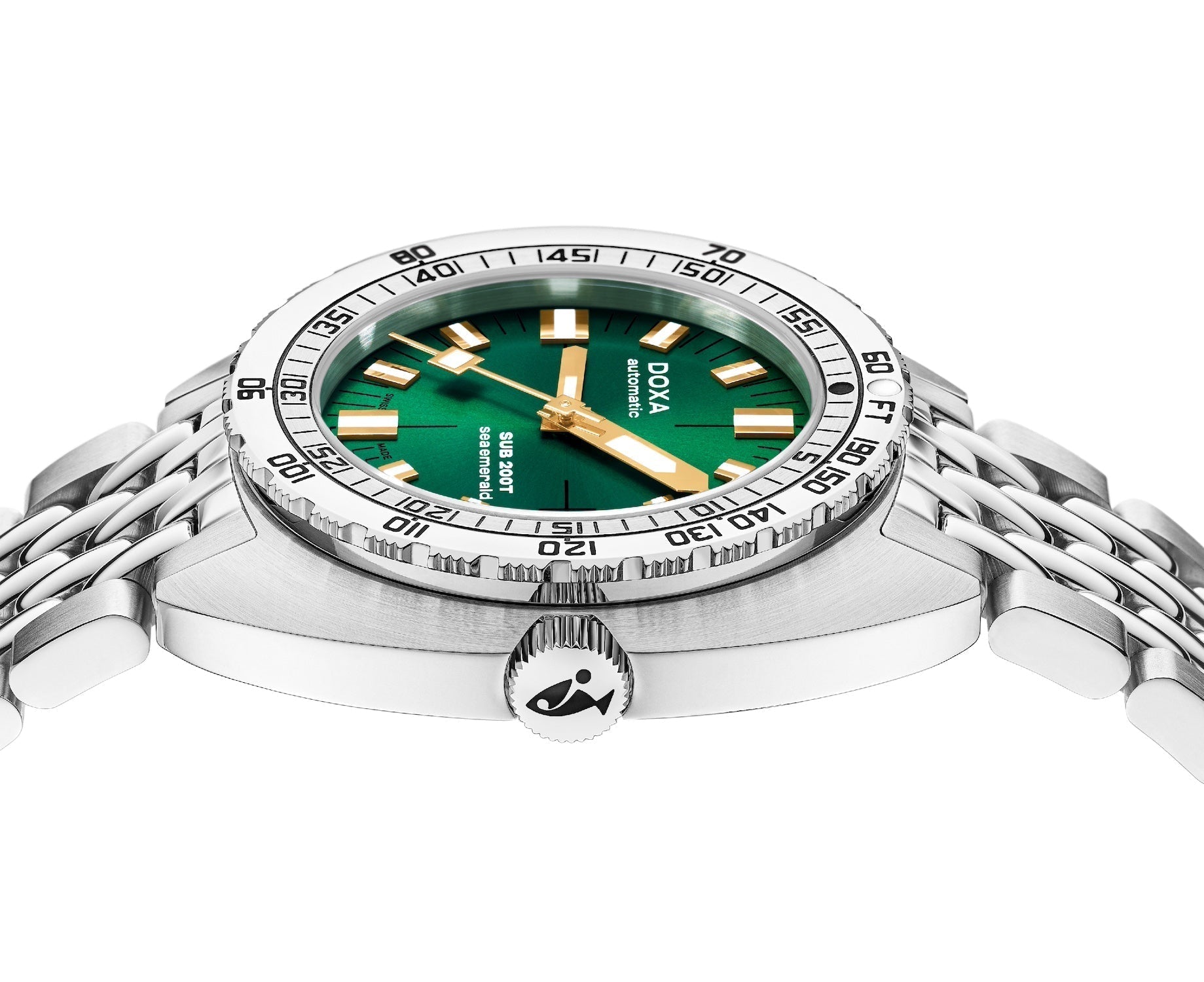 Doxa SUB 200T Sea Emerald Sunray Bracelet Watch 804.10.131S.10 Image 3