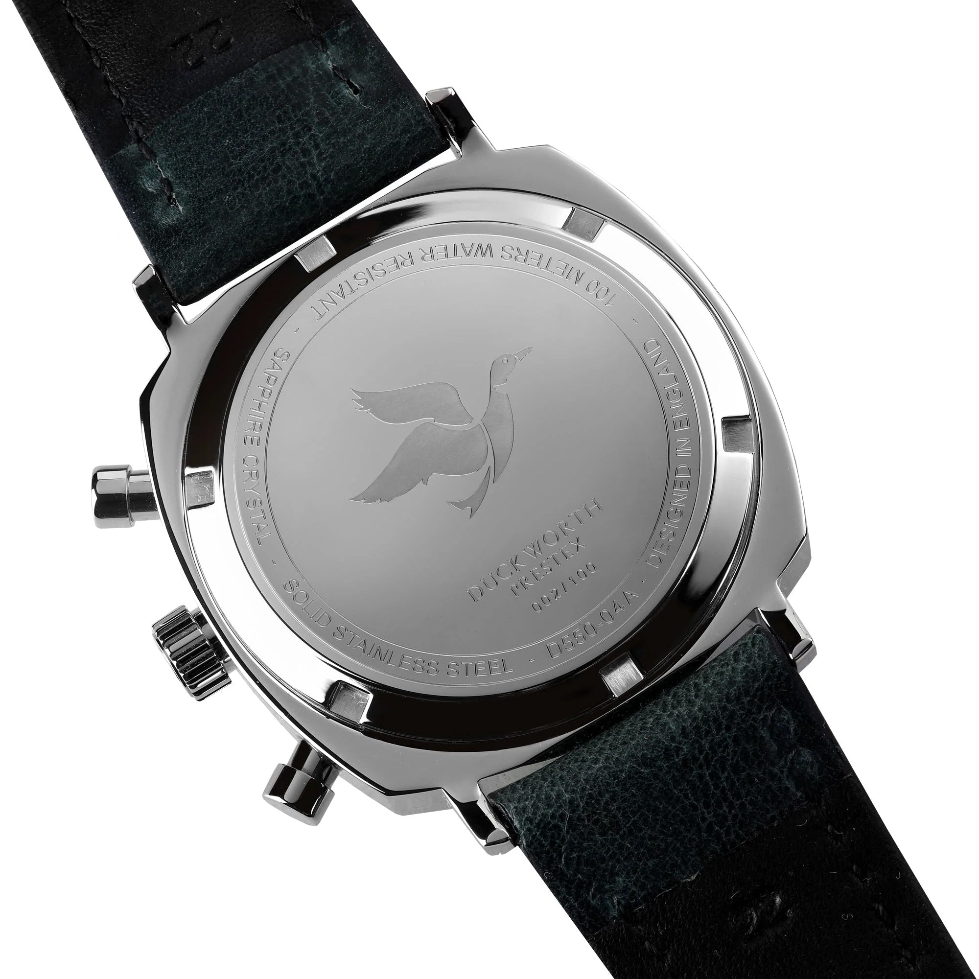 Duckworth Prestex Chronograph 42 Black Sunburst Tan Leather Watch D550-01-B Image 3