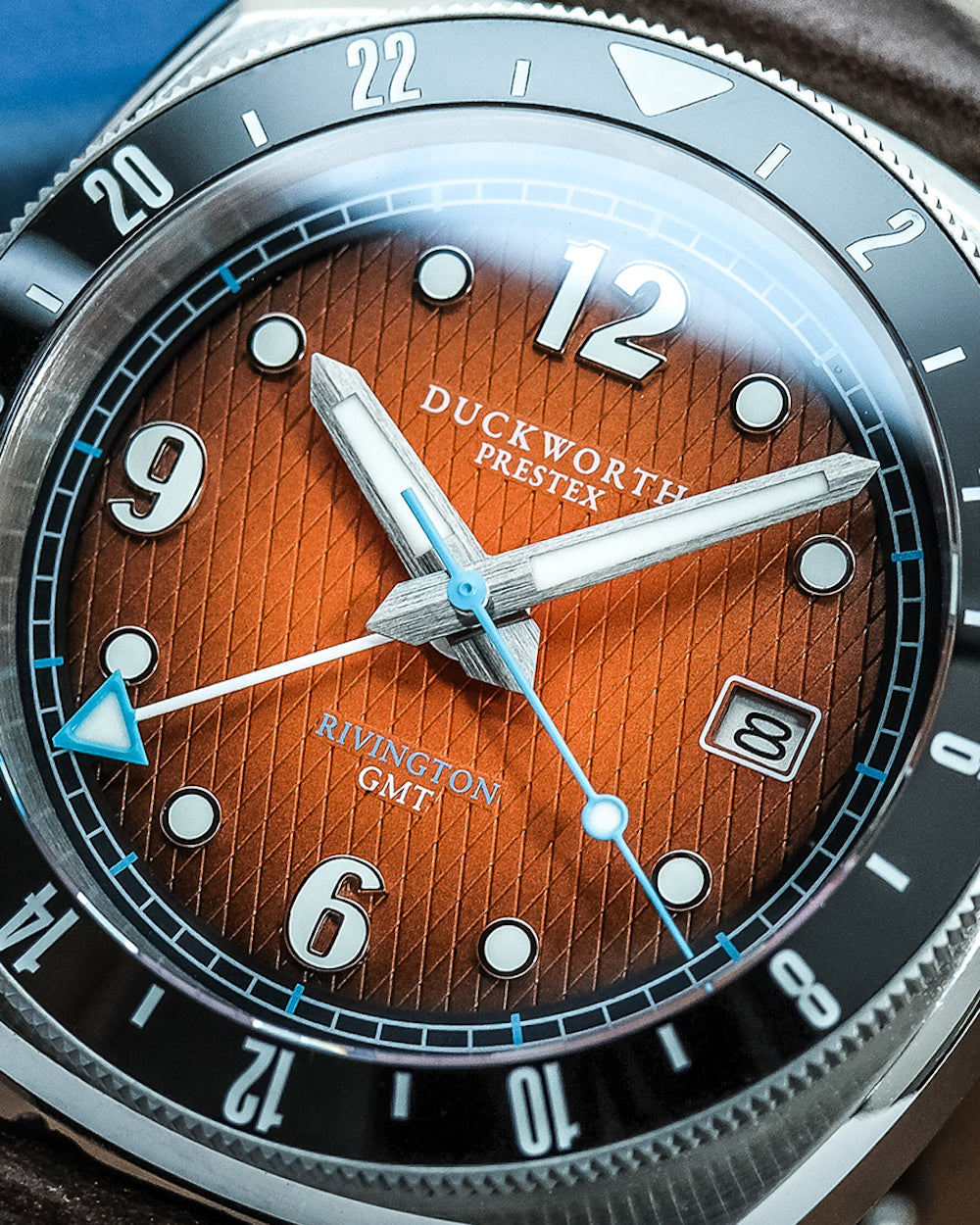 Duckworth Prestex Rivington GMT Orange Fume Steel Bracelet Watch D489-05-ST Image 3