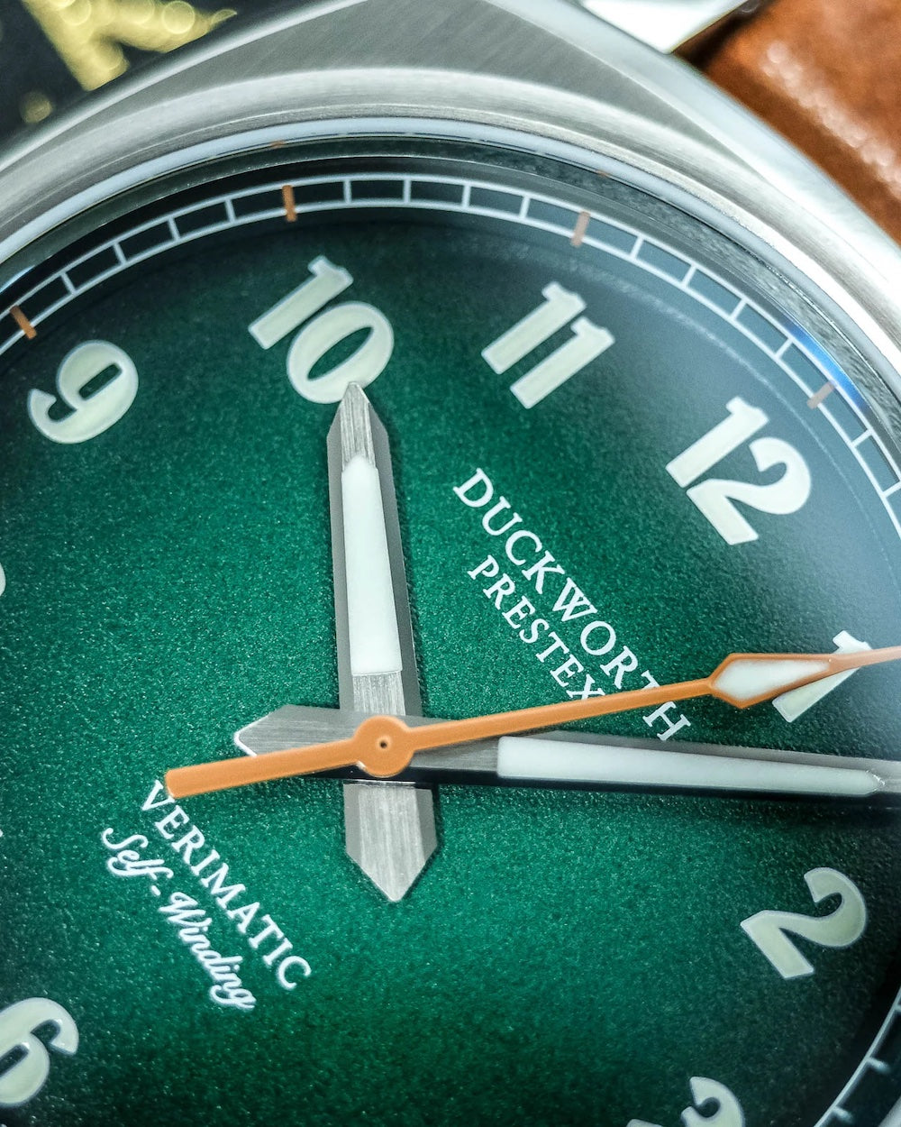 Duckworth Prestex Verimatic Green Fume Vintage Tan Leather Watch D891-04-B Image 3