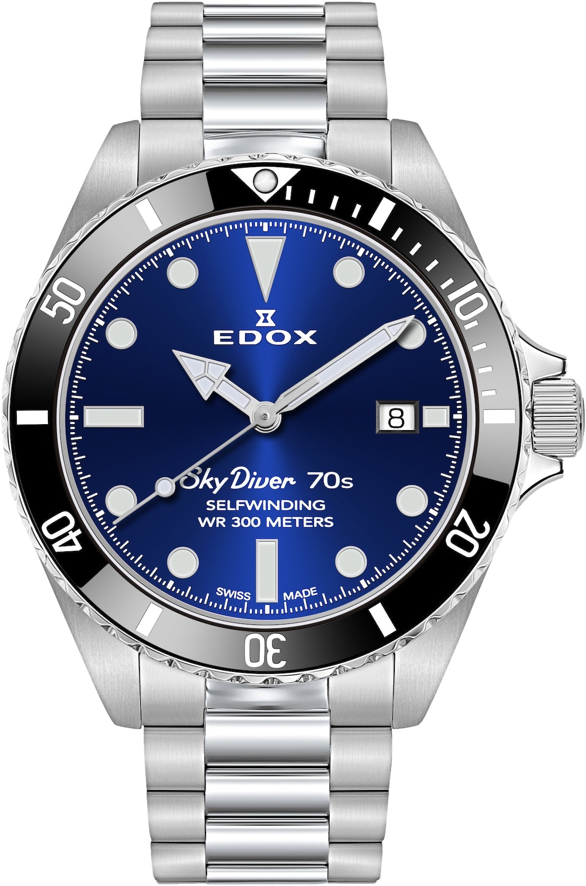 Edox Watch Skydiver 70s Automatic 3 Hands 80115 3N1M BUIN