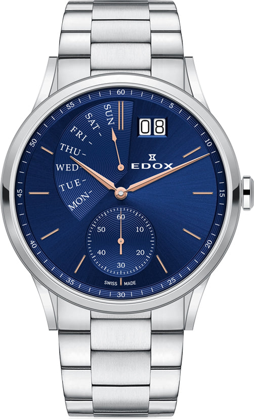 Edox Watch Les Vauberts Day Date Retrograde 34500 3M BUIR