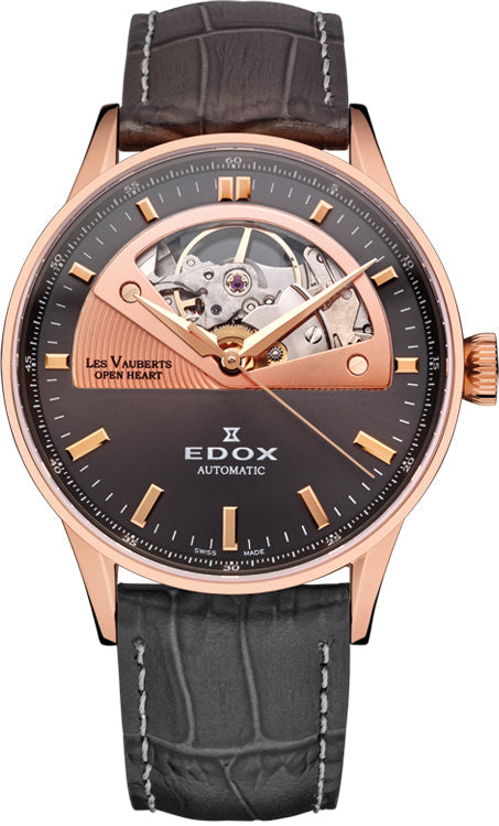 Edox Watch Les Vauberts Open Heart Automatic 85019 37RG GIR