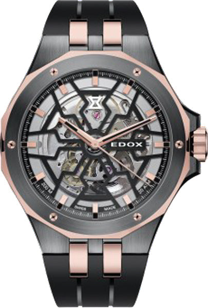Edox Watch Delfin Mecano 3 Hands Skeleton 85303 357GR NRN