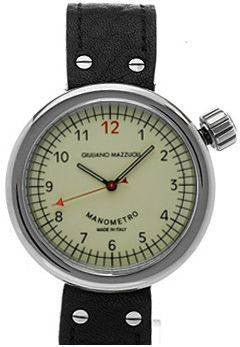 Giuliano Mazzuoli Manometro Polished Ivory Dial Right Crown MRP01N Black Strap