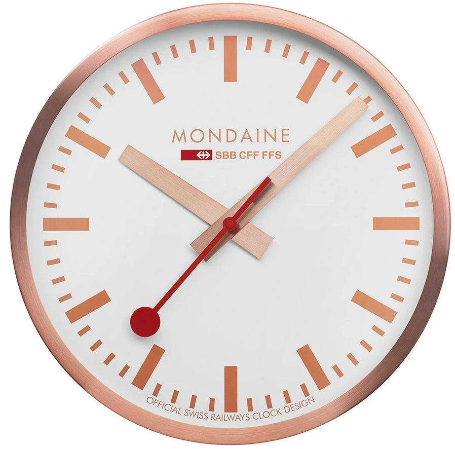 Mondaine Clock Wall Kitchen Copper A990.CLOCK.18SBK