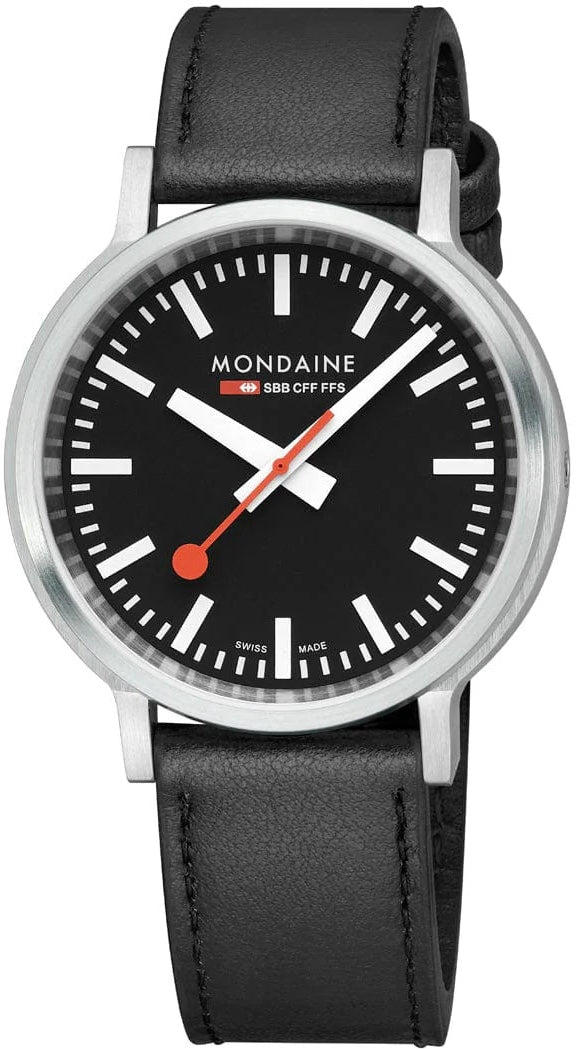 Mondaine Watch SBB Stop2Go Black Grape Leather MST.41020.LBV.2SE