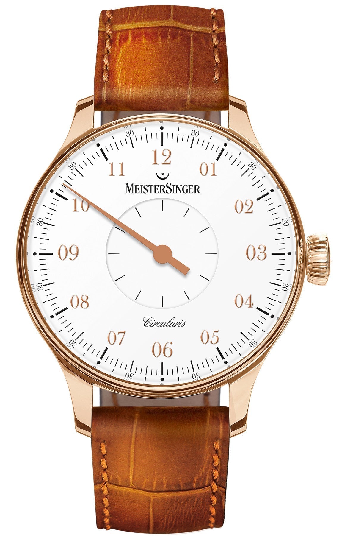 MeisterSinger Watch Circularis Gold White Limited Edition ED-CCG1 Cognac Strap Image 1