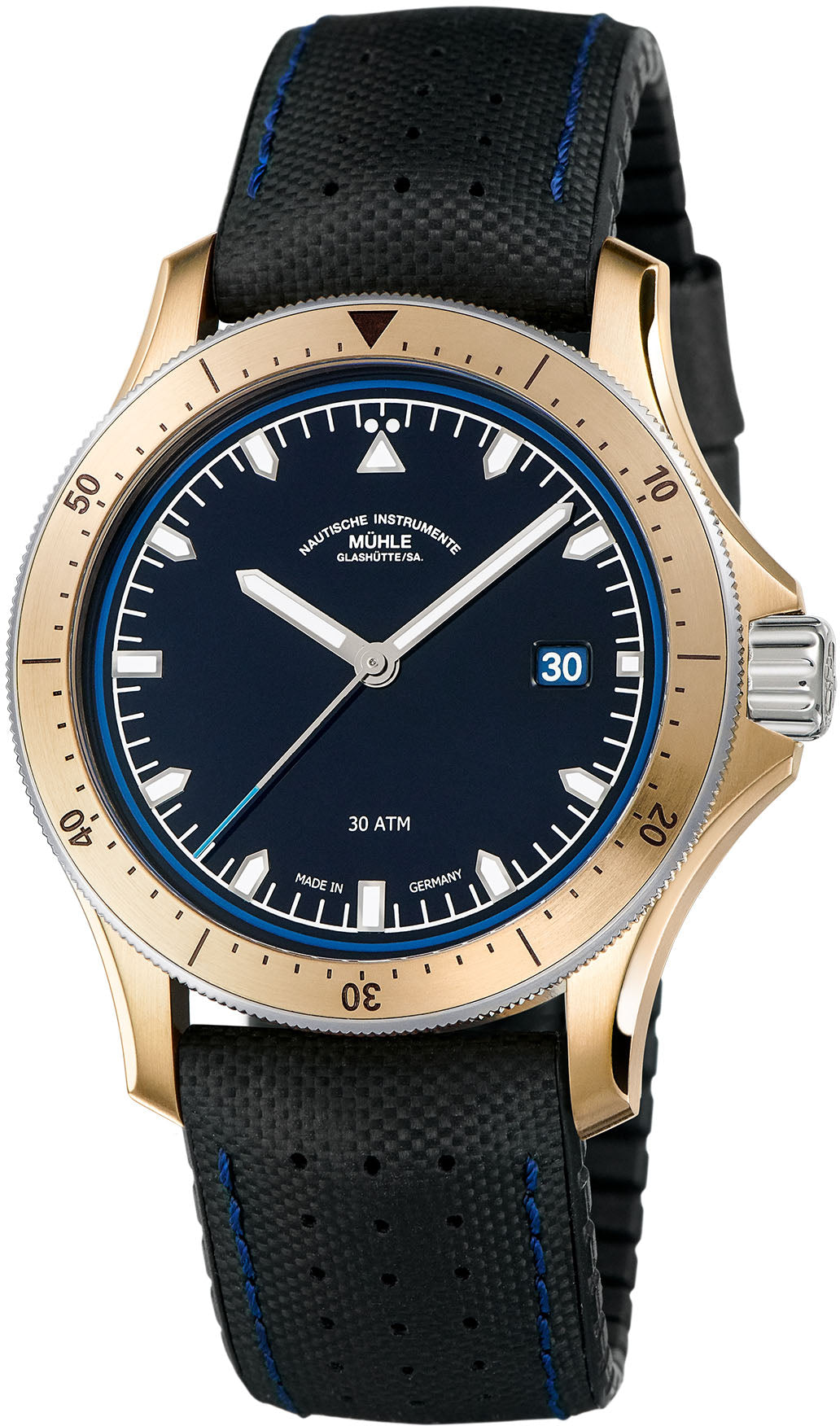 Muhle Glashutte Watch ProMare Go Bronze Leather Rubber Limited Edition M1-42-37-NB