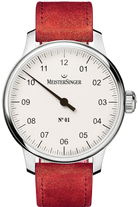 MeisterSinger Watch N.01 Silver White DM301 Suede Red
