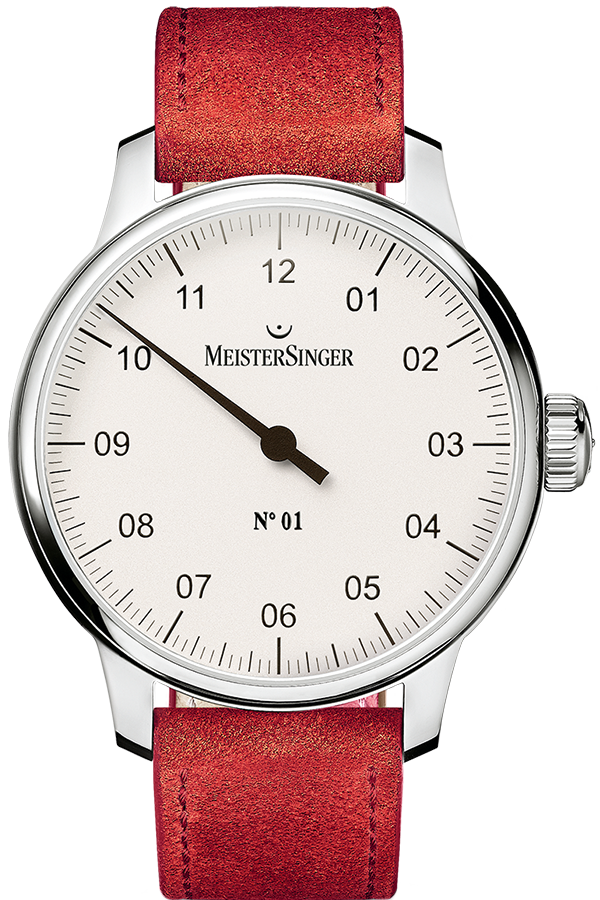 MeisterSinger Watch N.01 Silver White DM301 Suede Red