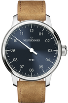MeisterSinger Watch N.01 Sunburst Blue DM317 Suede Cognac
