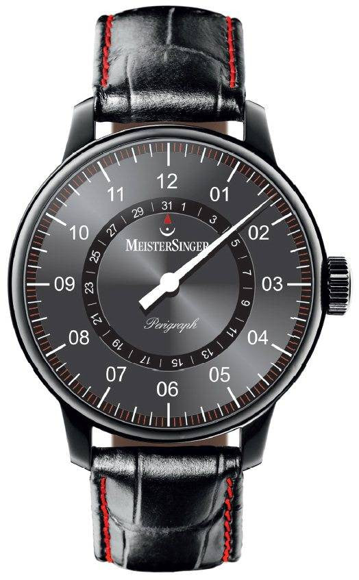 MeisterSinger Watch Perigraph PVD D AM1011 Croco Print Black