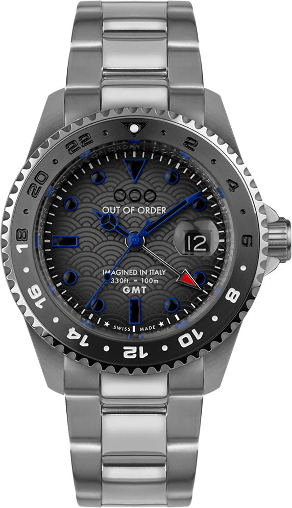 Out Of Order Swiss GMT Tokyo Shibuya Ultra Brushed Watch OOO.001-19.TS.SS