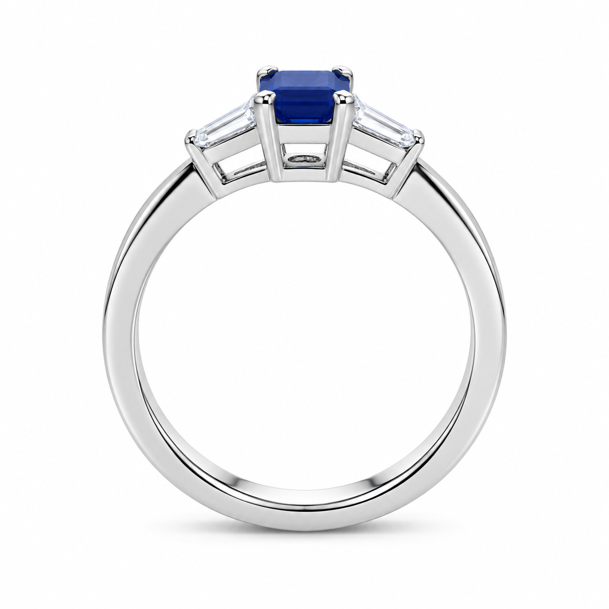 Platinum Sapphire and Diamond Trilogy Ring – Image 2