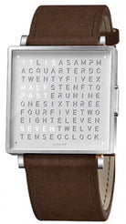 QLOCKTWO Watch W35 Fine Steel Vintage Brown Leather QW35EN3BRLSVB