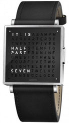 QLOCKTWO Watch W35 Pure Black Leather QW35EN6BRLSBL