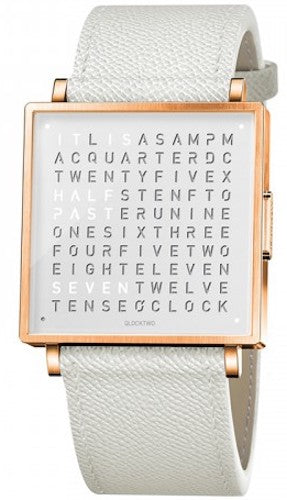QLOCKTWO Watch W35 Rose White Leather QW35EN7RGLGWH